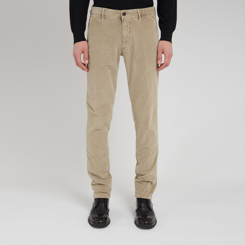 Pantalone a coste in velluto beige