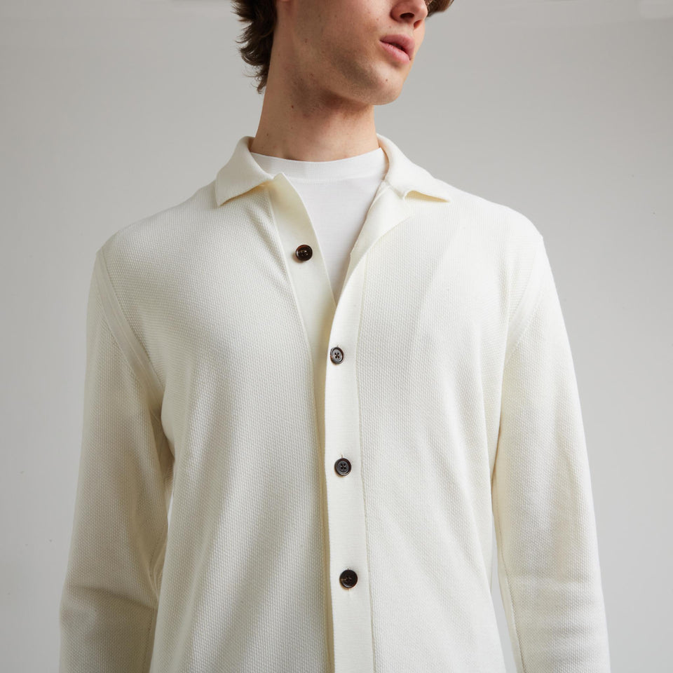 Camicia in lana beige