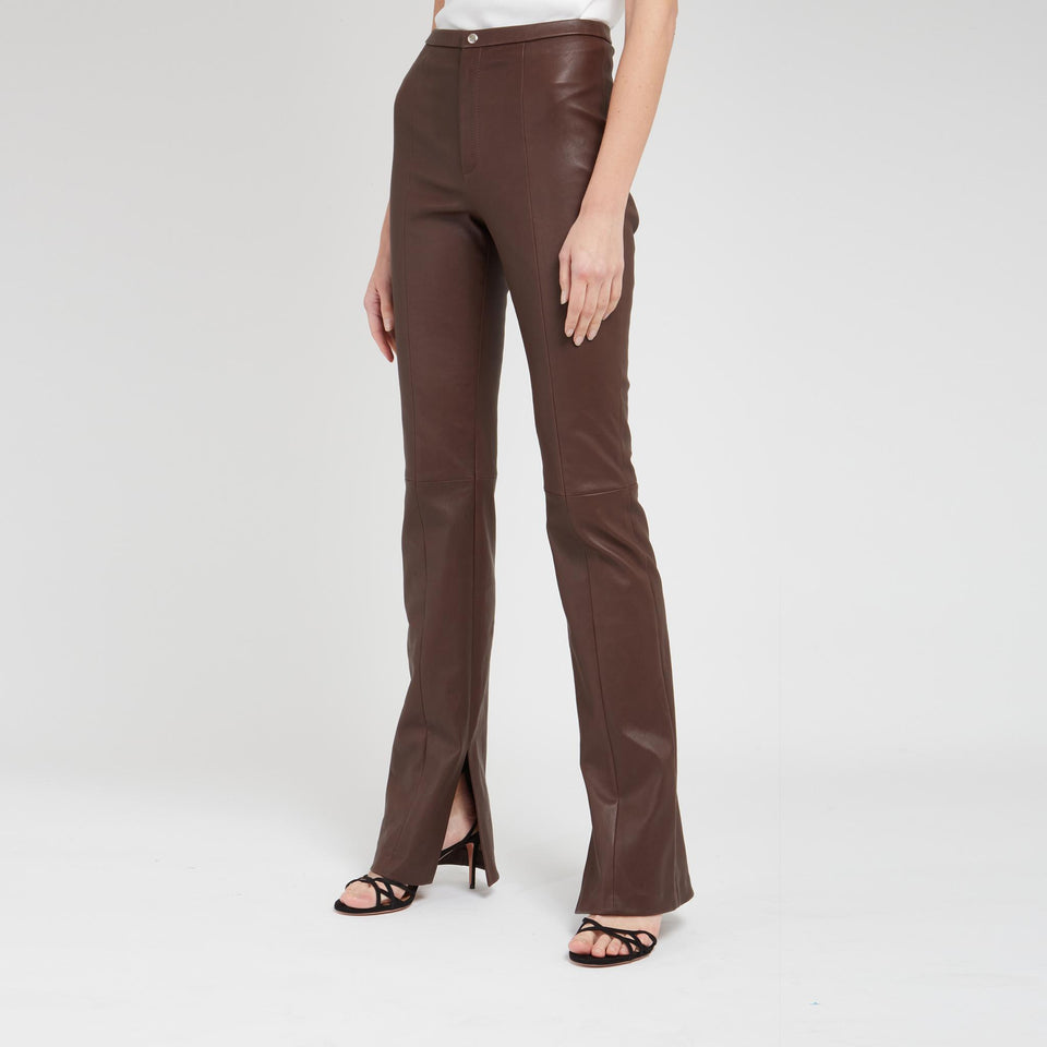 Pantalone in pelle marrone