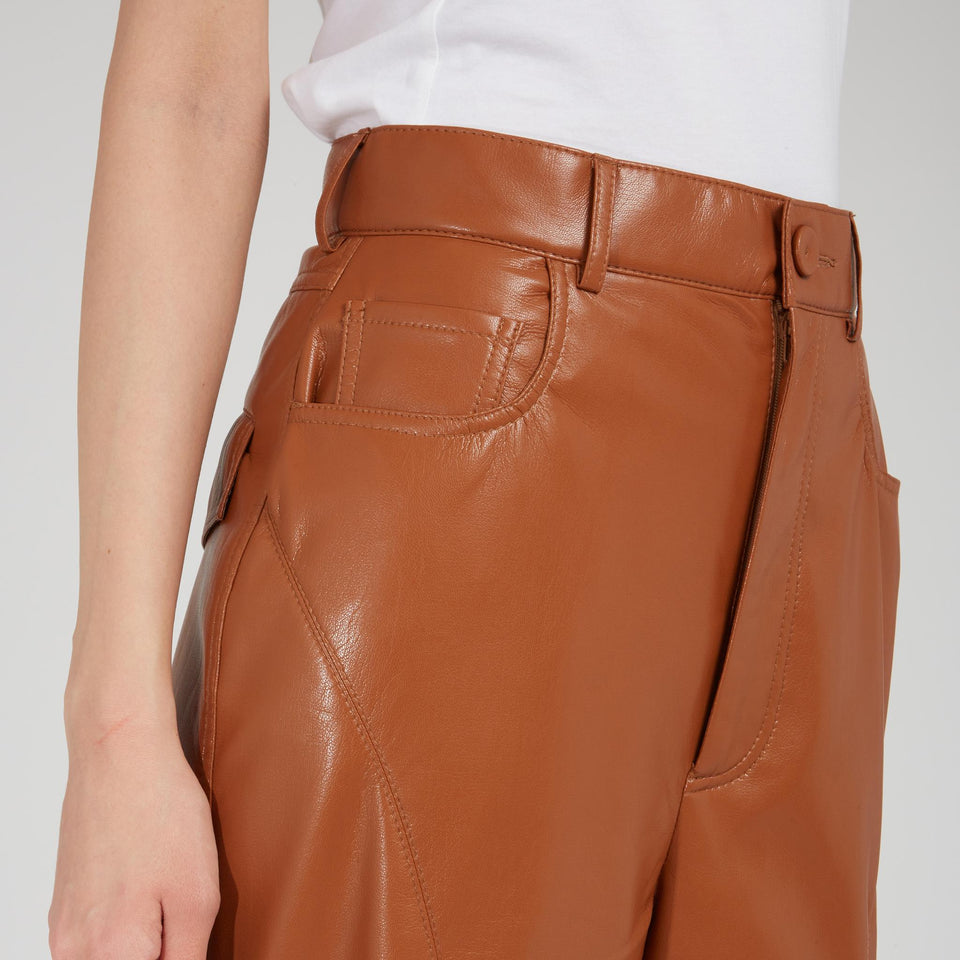 Pantalone "Basha" in ecopelle marrone - GIO MORETTI