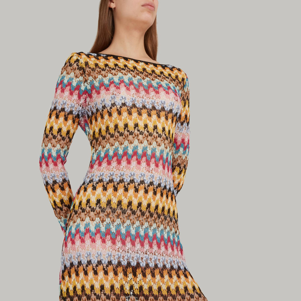 Maxi abito in tessuto multicolor