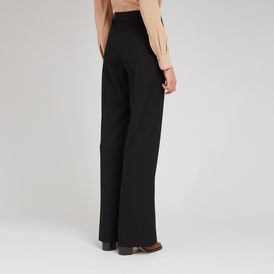 Black wool flared trousers