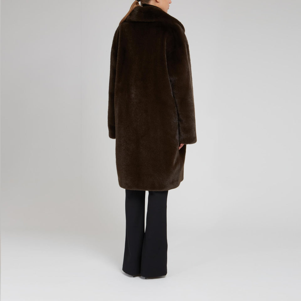 "Camille" coat in brown eco fur