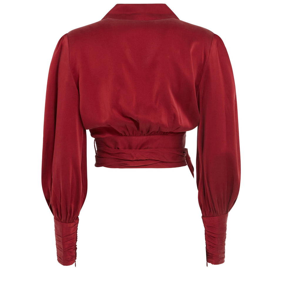 Red silk top