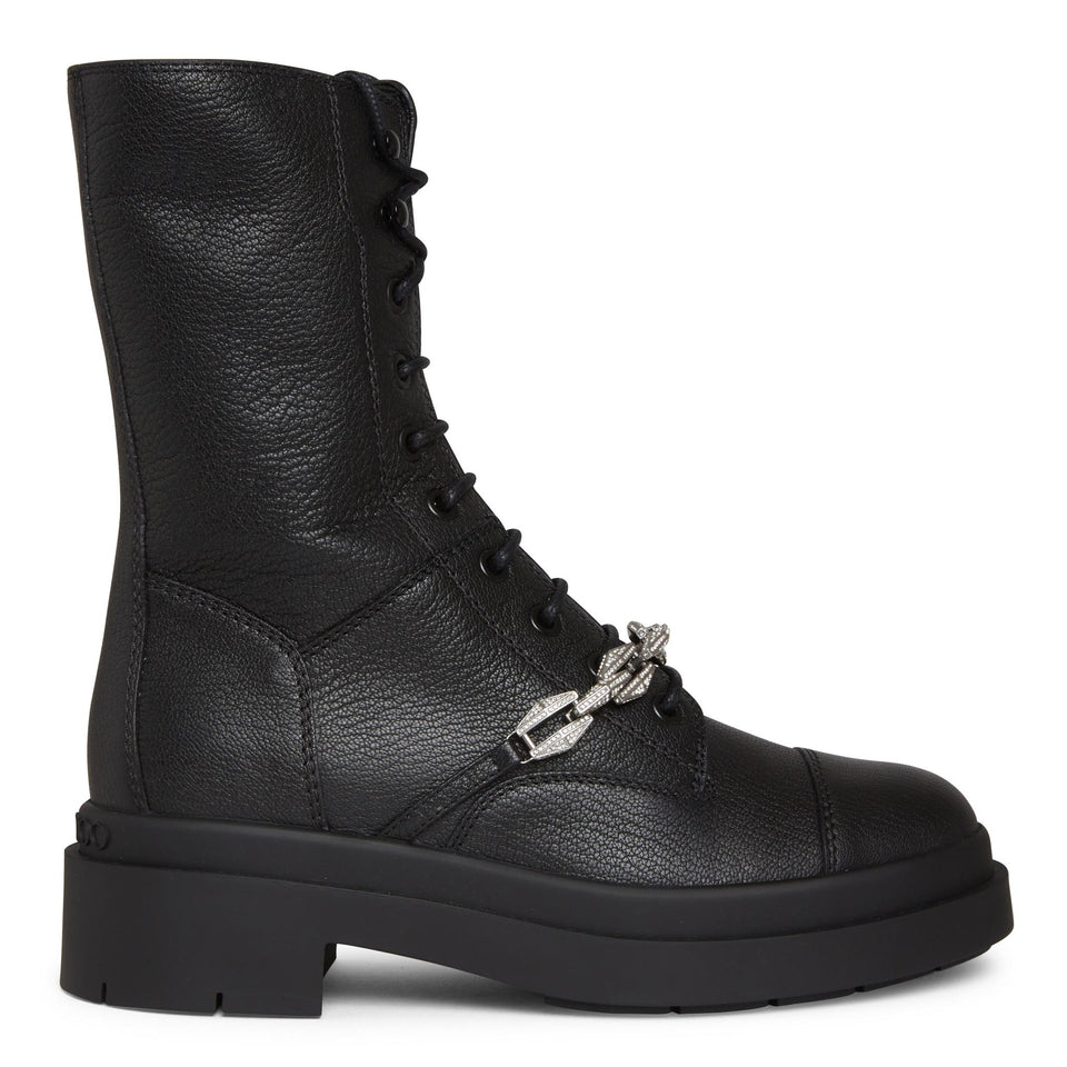 Stivaletto "Nari flat" in pelle nero NARI FLAT AUXBLACK/CRYSTAL JIMMY CHOO 