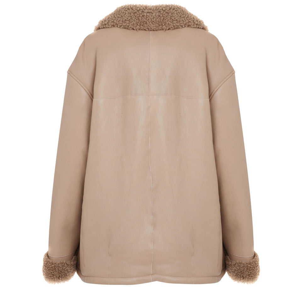 Beige leather mutton