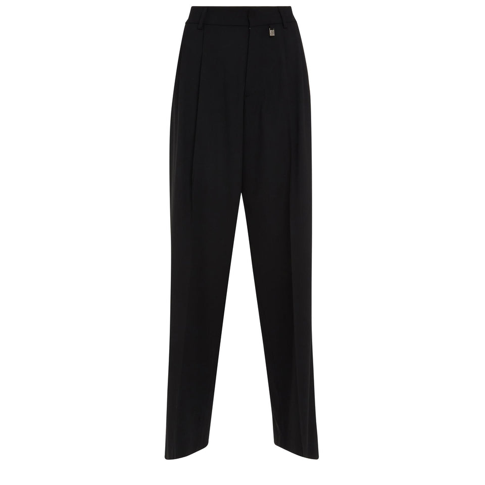 Black wool trousers