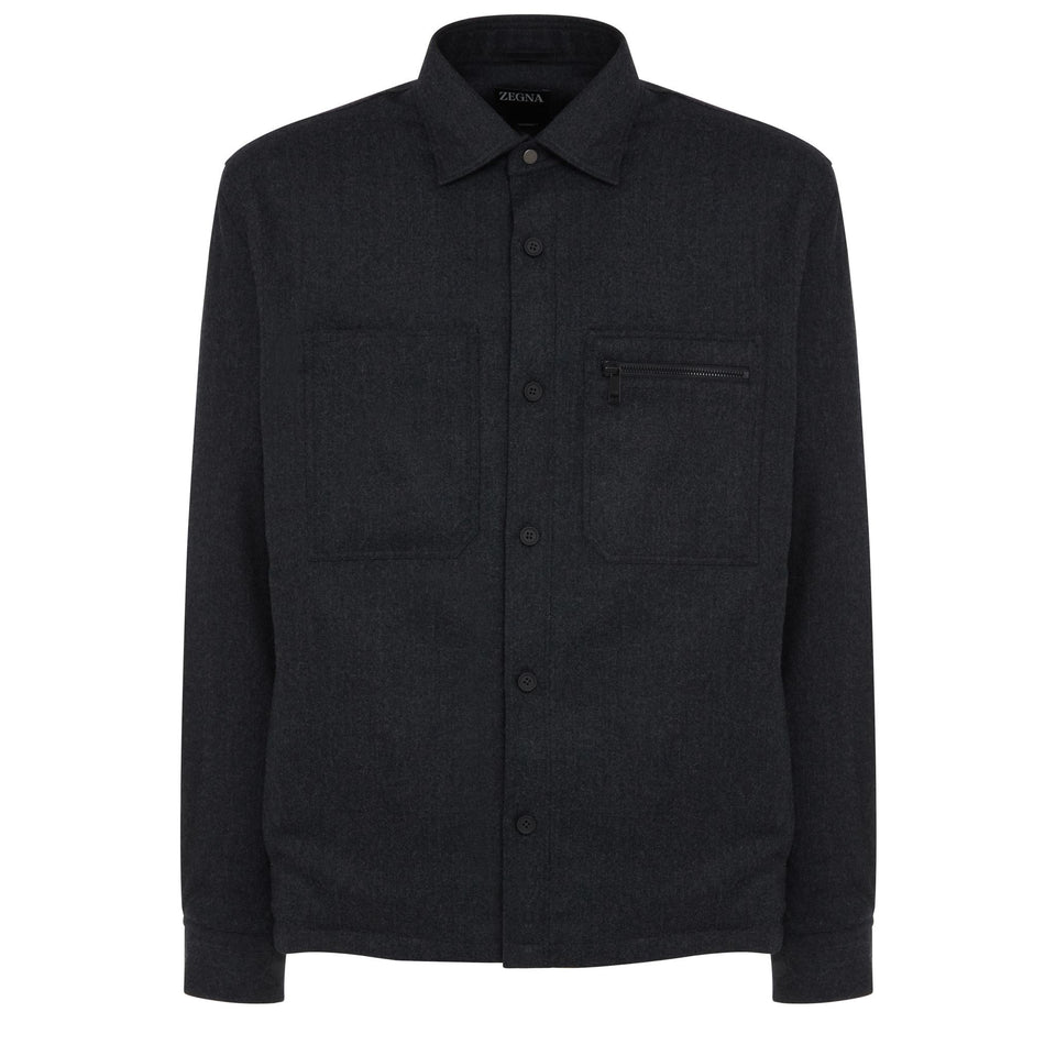 Camicia in lana grigia