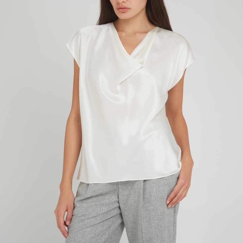 Top in seta bianco