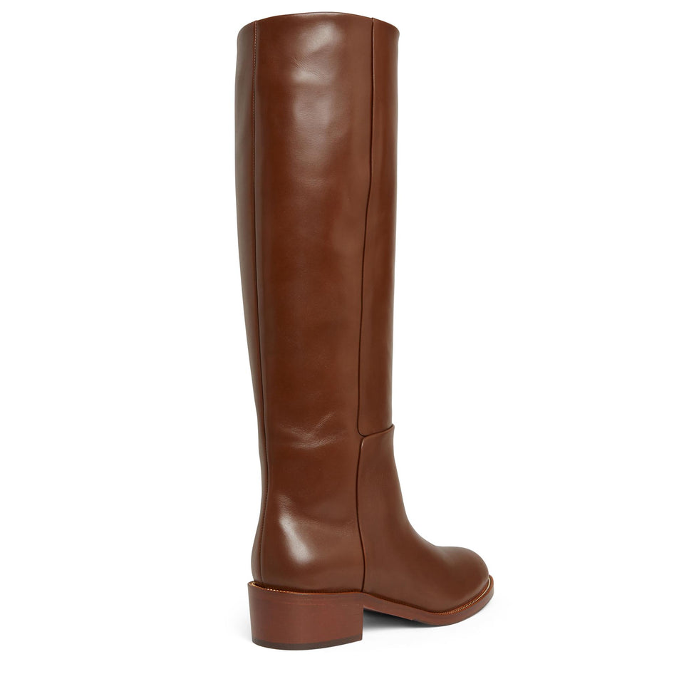 Stivale flat "Sellier" in pelle marrone SELFLAB0 BRF993 AQUAZZURA 