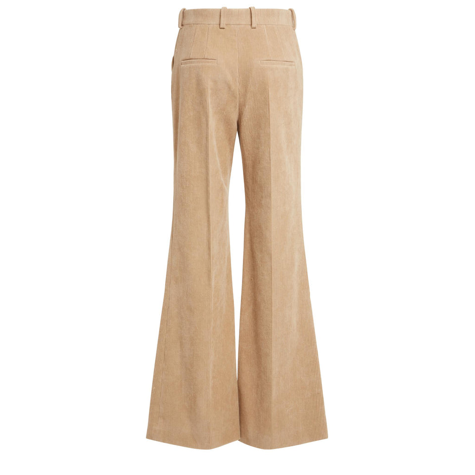 Pantalone a coste in cotone beige