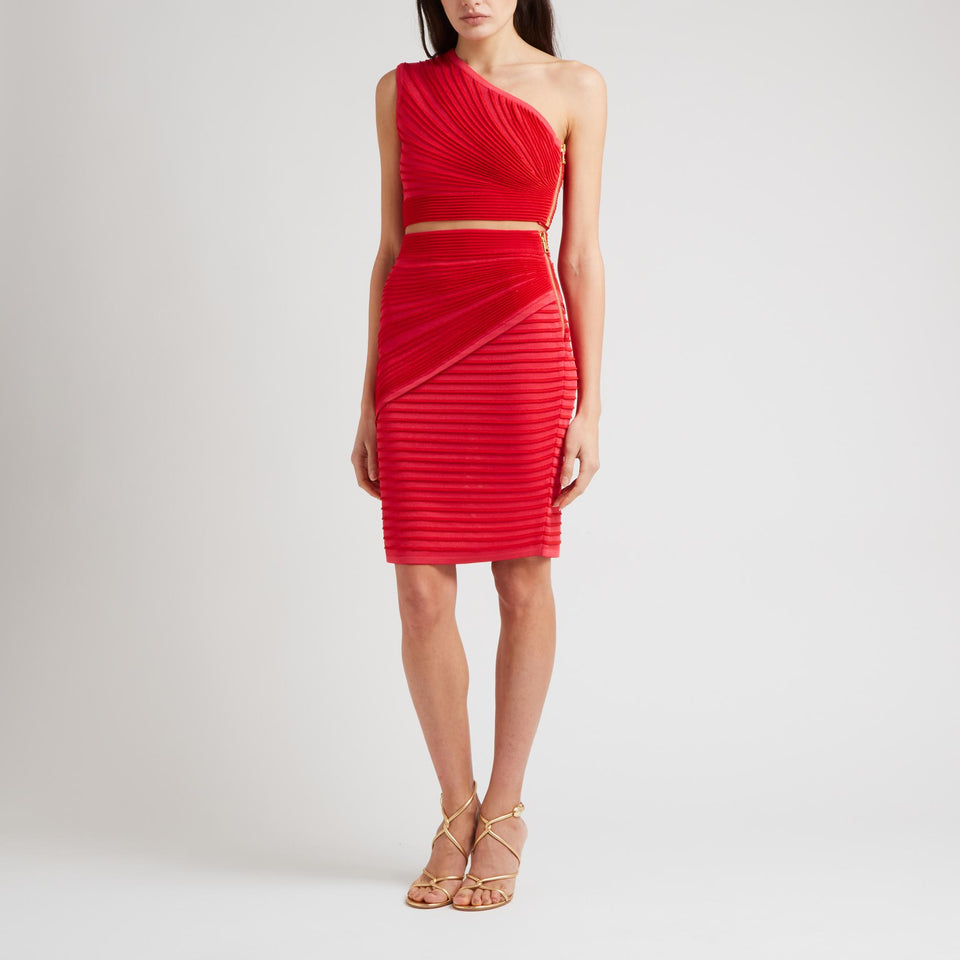 Top mono spalla in maglia rossa