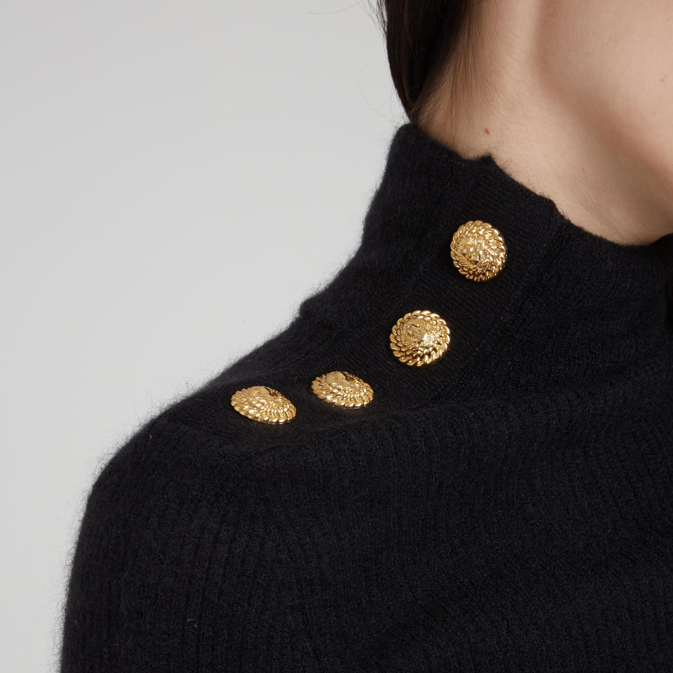 Black wool turtleneck sweater
