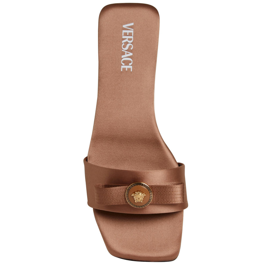Sandalo in raso marrone 1019559 1A006191NG7V VERSACE 