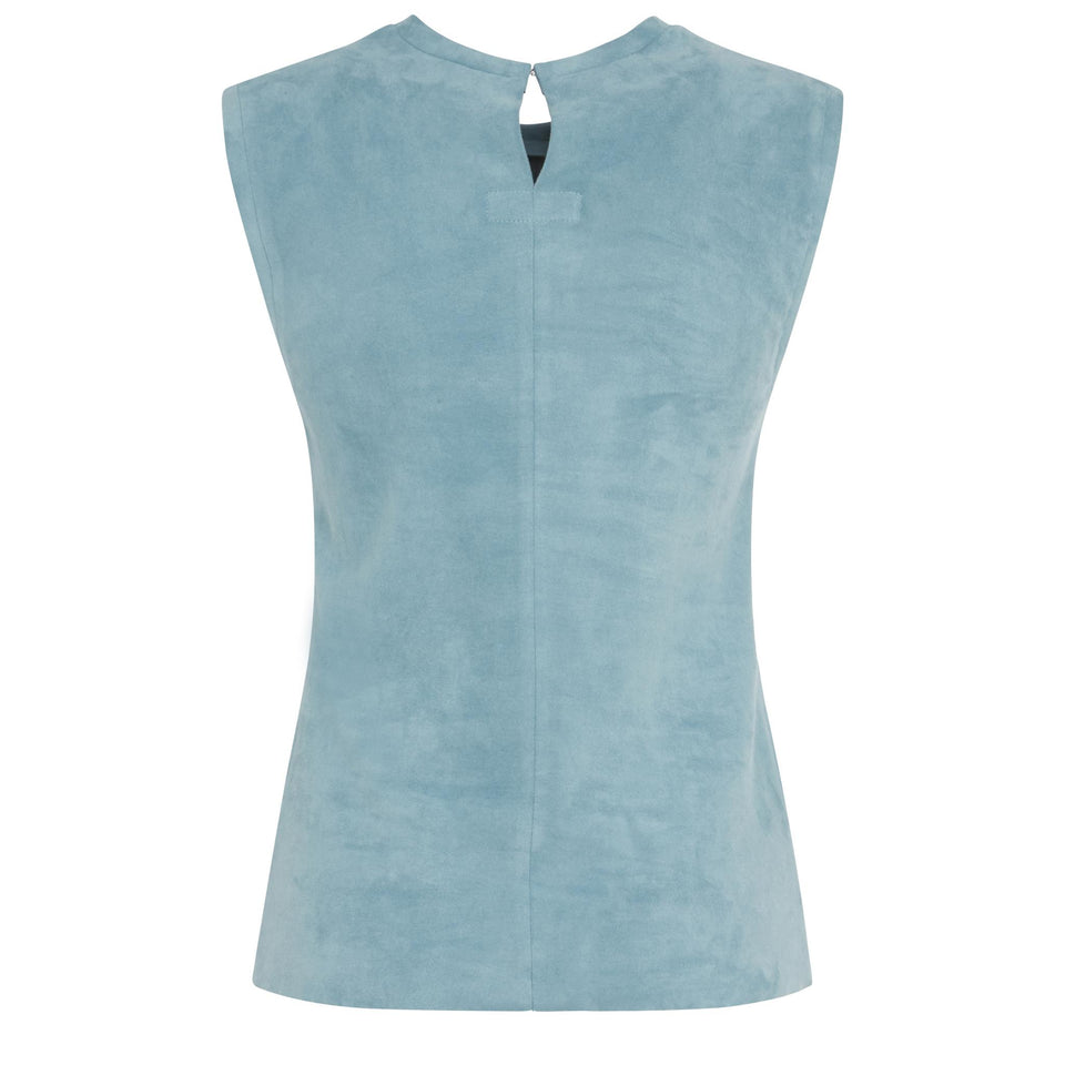 Top "Miuccia" in suede blu