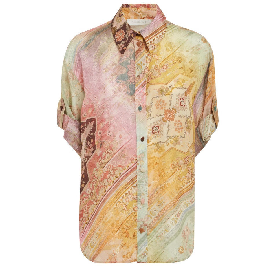 Camicia "Tallow" in seta multicolor