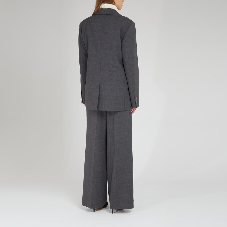 Giacca mono petto in lana grigia