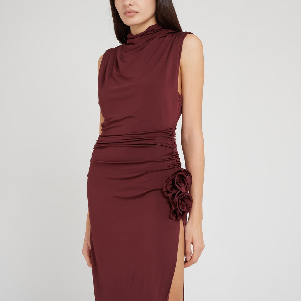 Abito lungo in tessuto bordeaux