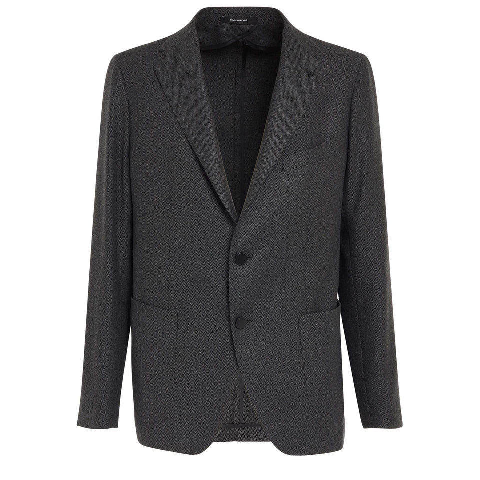 Giacca mono petto in lana e cashmere grigia