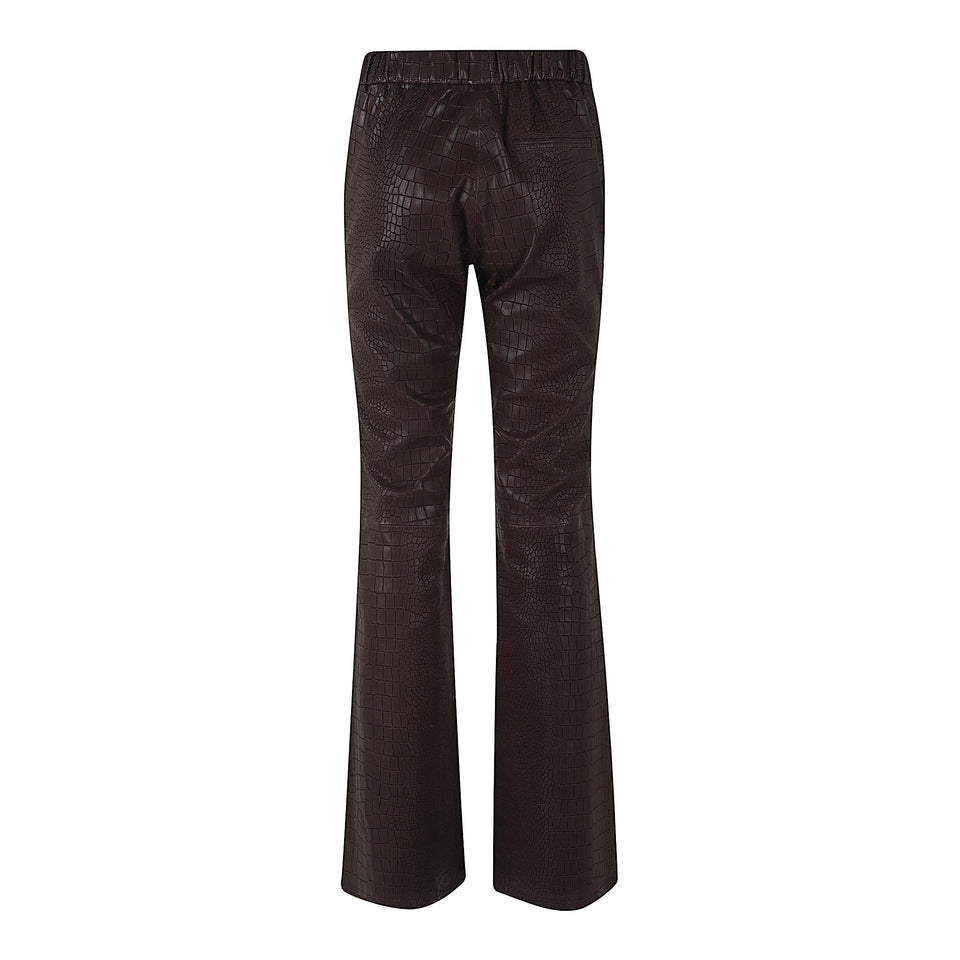 Pantalone svasato in pelle marrone RELAXFLARE CROCOGLACE ENES 