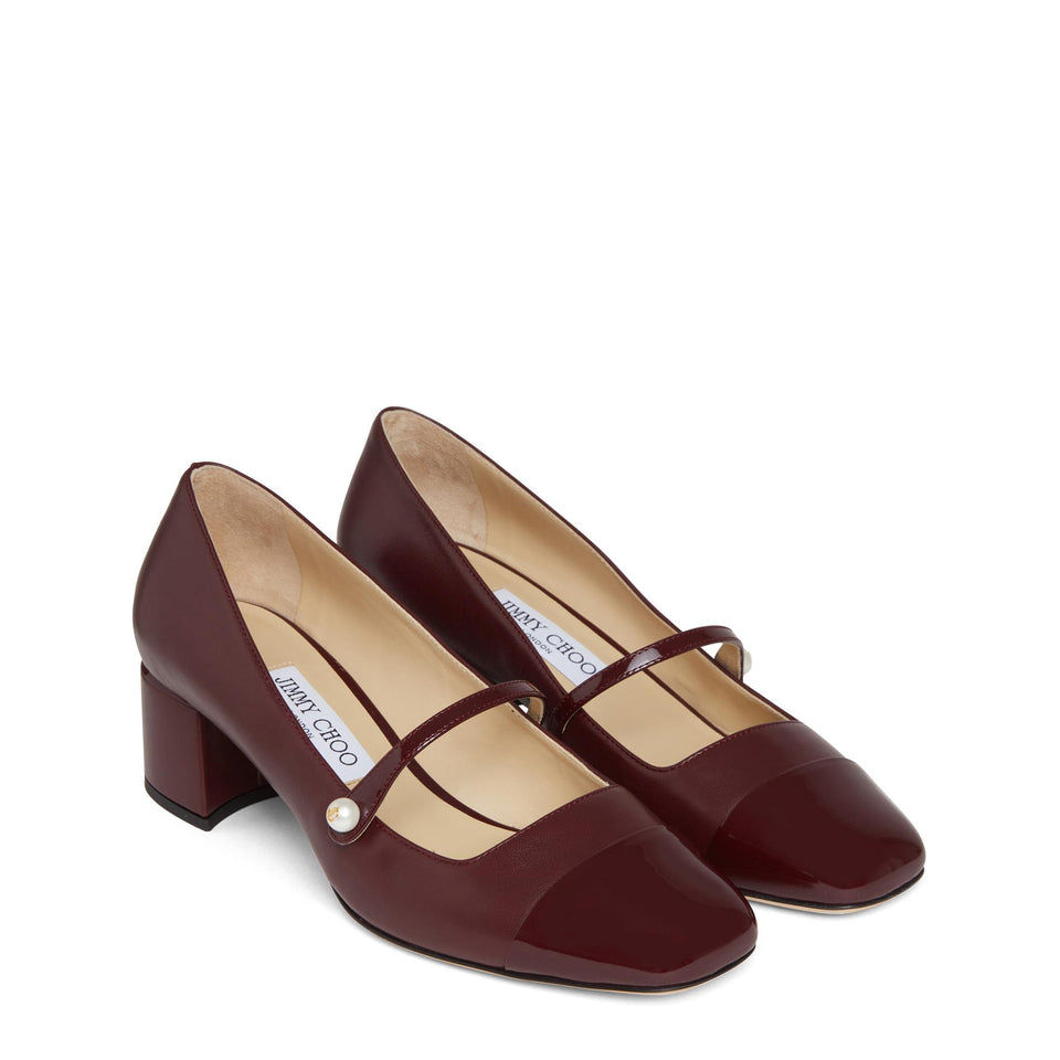 Décolleté "Elisa 45" in pelle rosse ELISA 45 PTZGARNET/GARNET JIMMY CHOO 