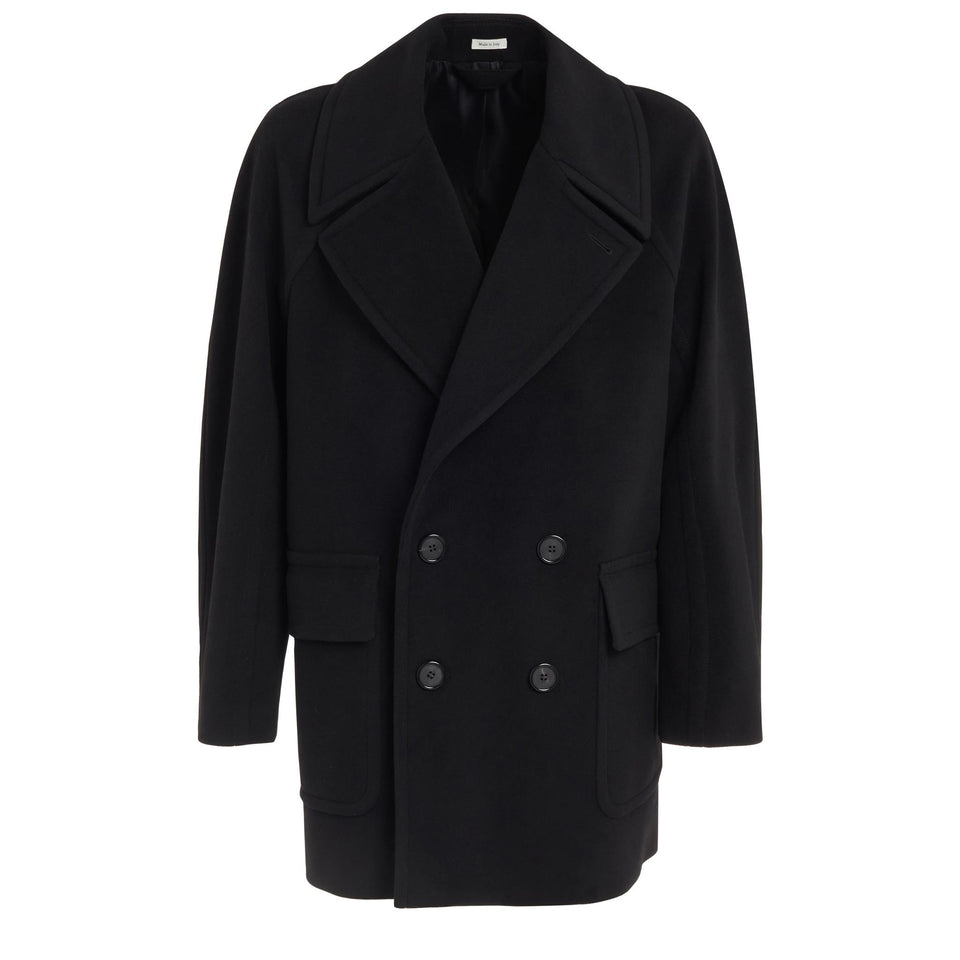 Cappotto doppio petto in cashmere nero