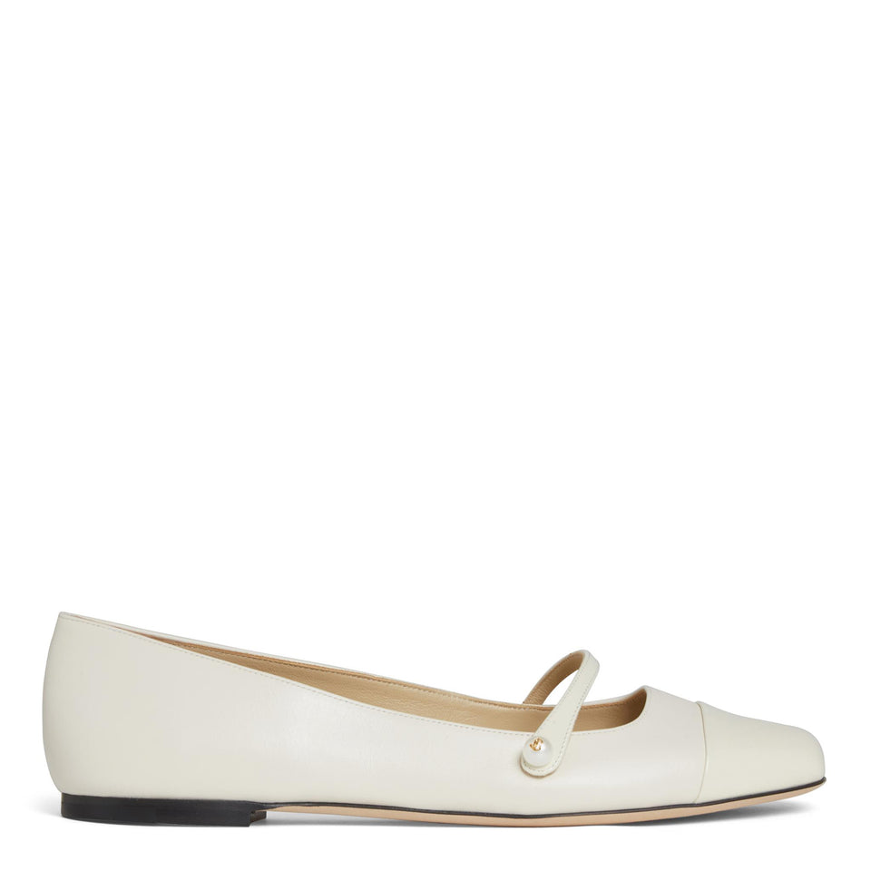Ballerina "Elisa flat" in pelle bianca ELISA FLAT PTZLATTE/LATTE JIMMY CHOO 