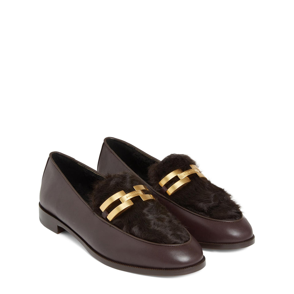 Mocassino in pelle marrone BDHFLAM0 CSICACAO/ESPRESSO AQUAZZURA 