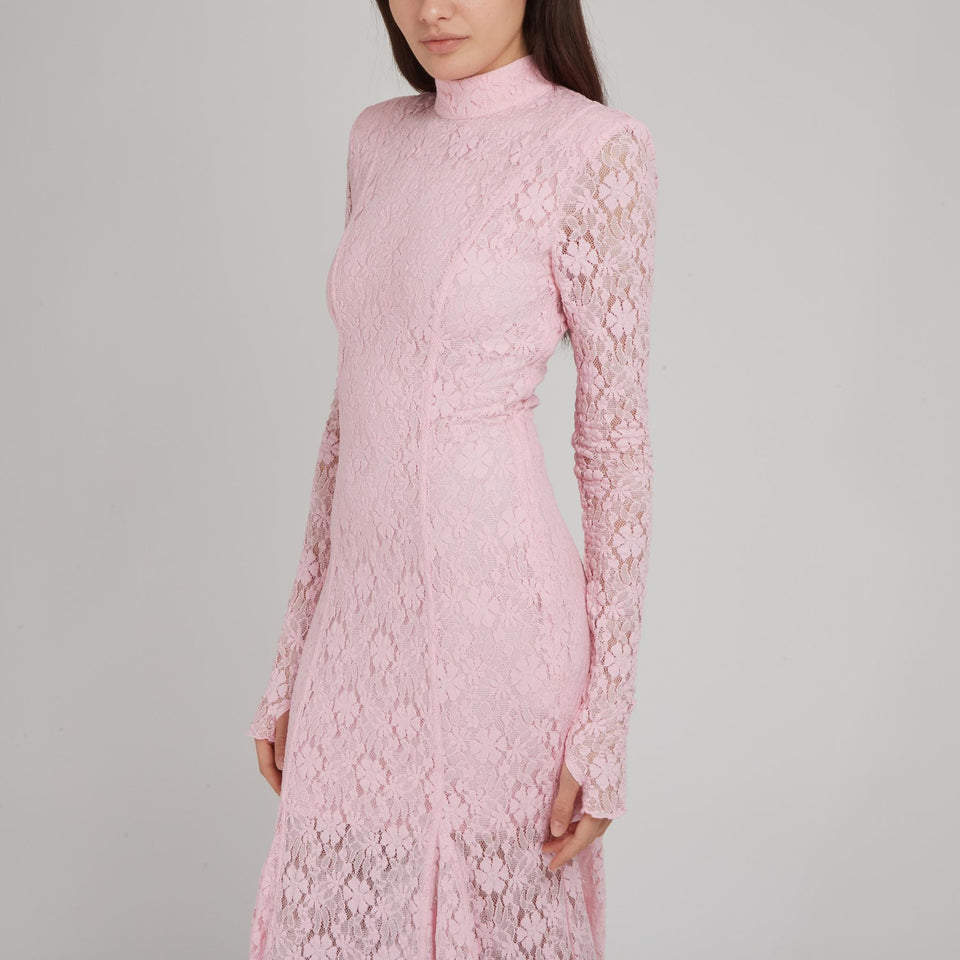 Maxi abito in pizzo rosa