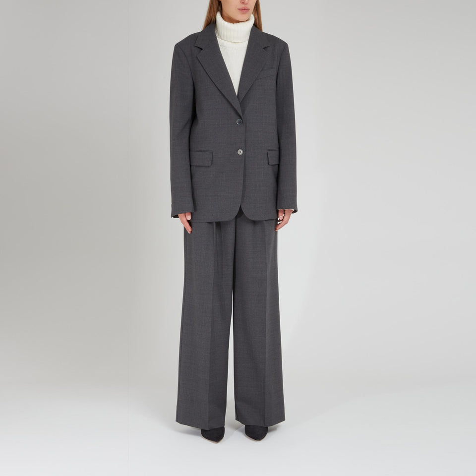 Giacca mono petto in lana grigia