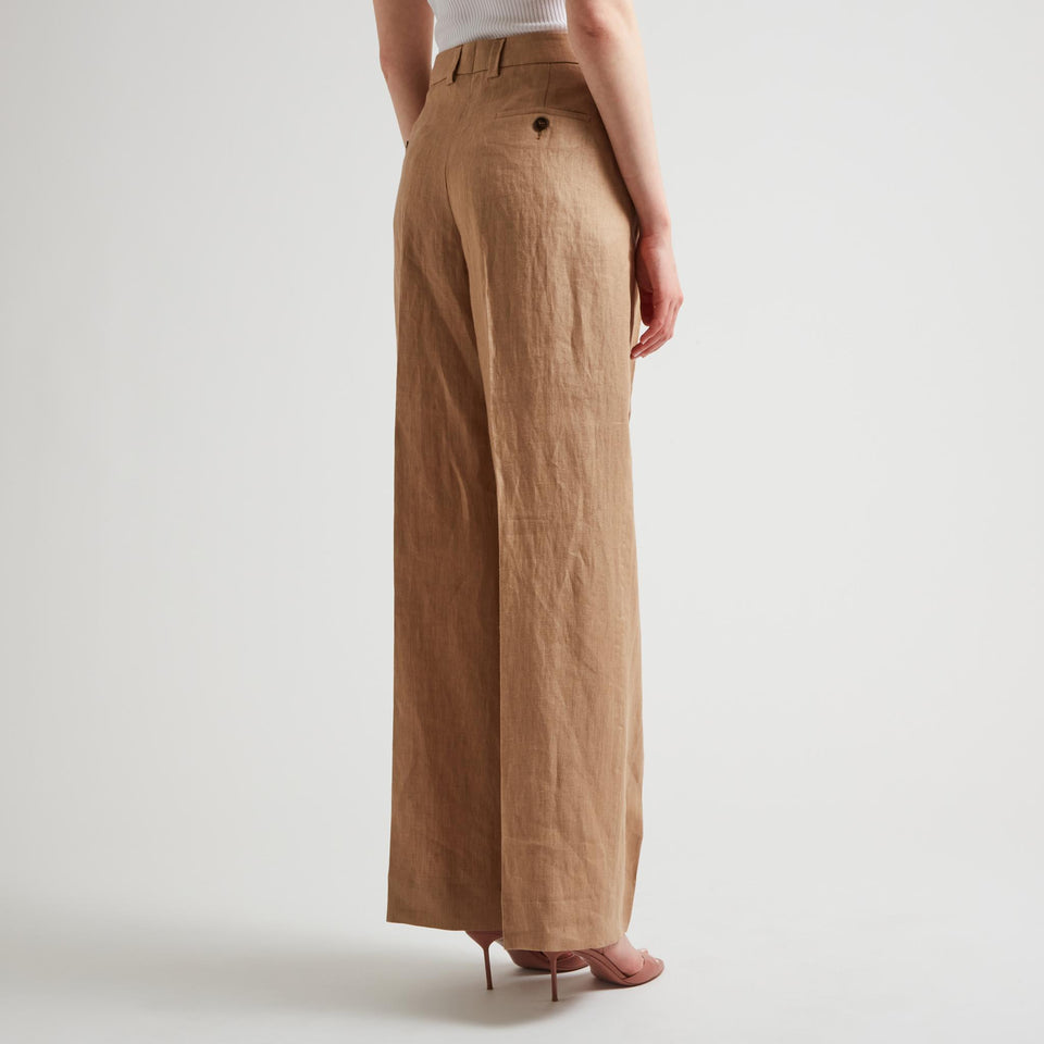 Pantalone in lino beige
