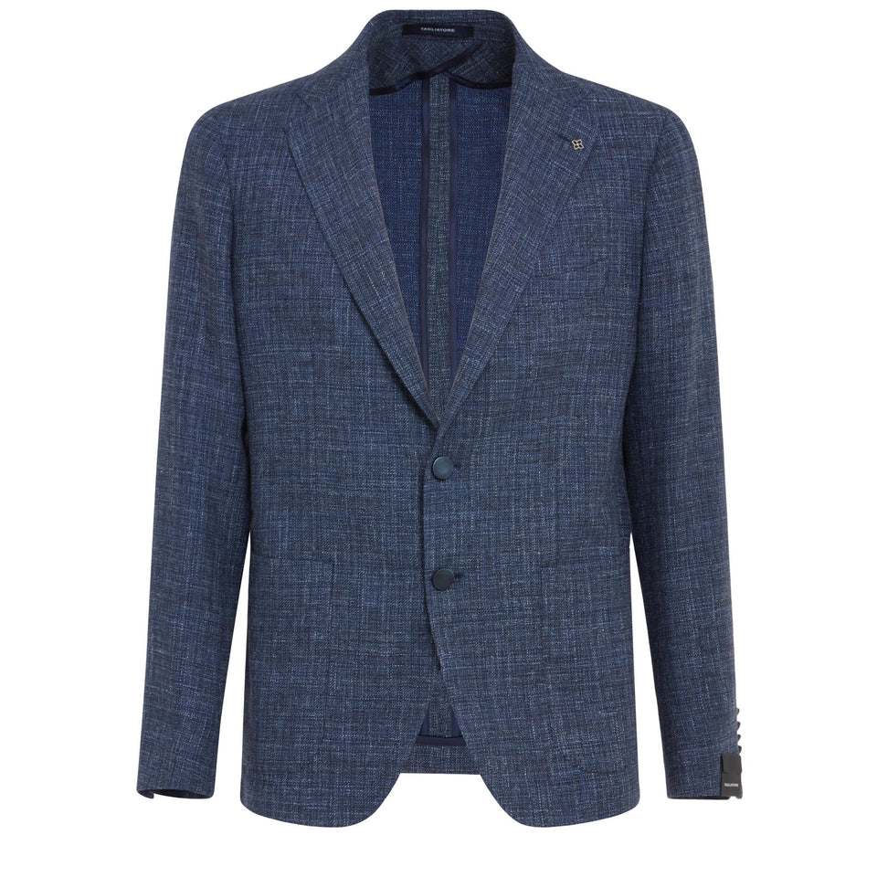 Blazer mono petto in lana blu