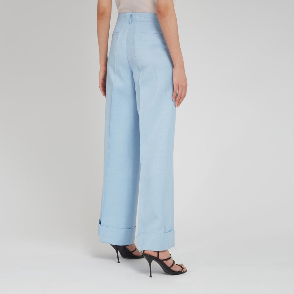 Pantalone sartoriale in tessuto azzurro