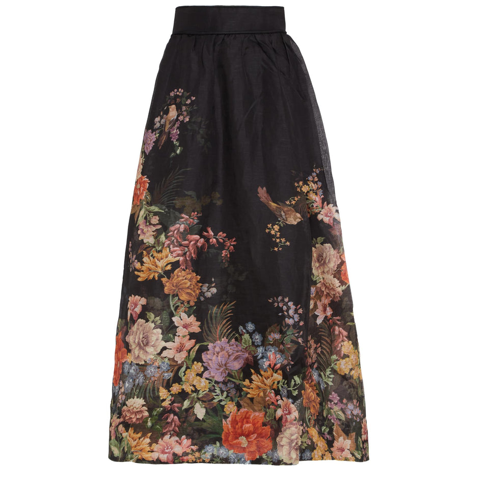 Multicolored silk long skirt