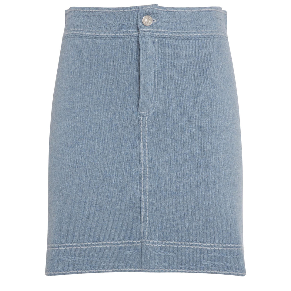 Light blue cashmere mini skirt