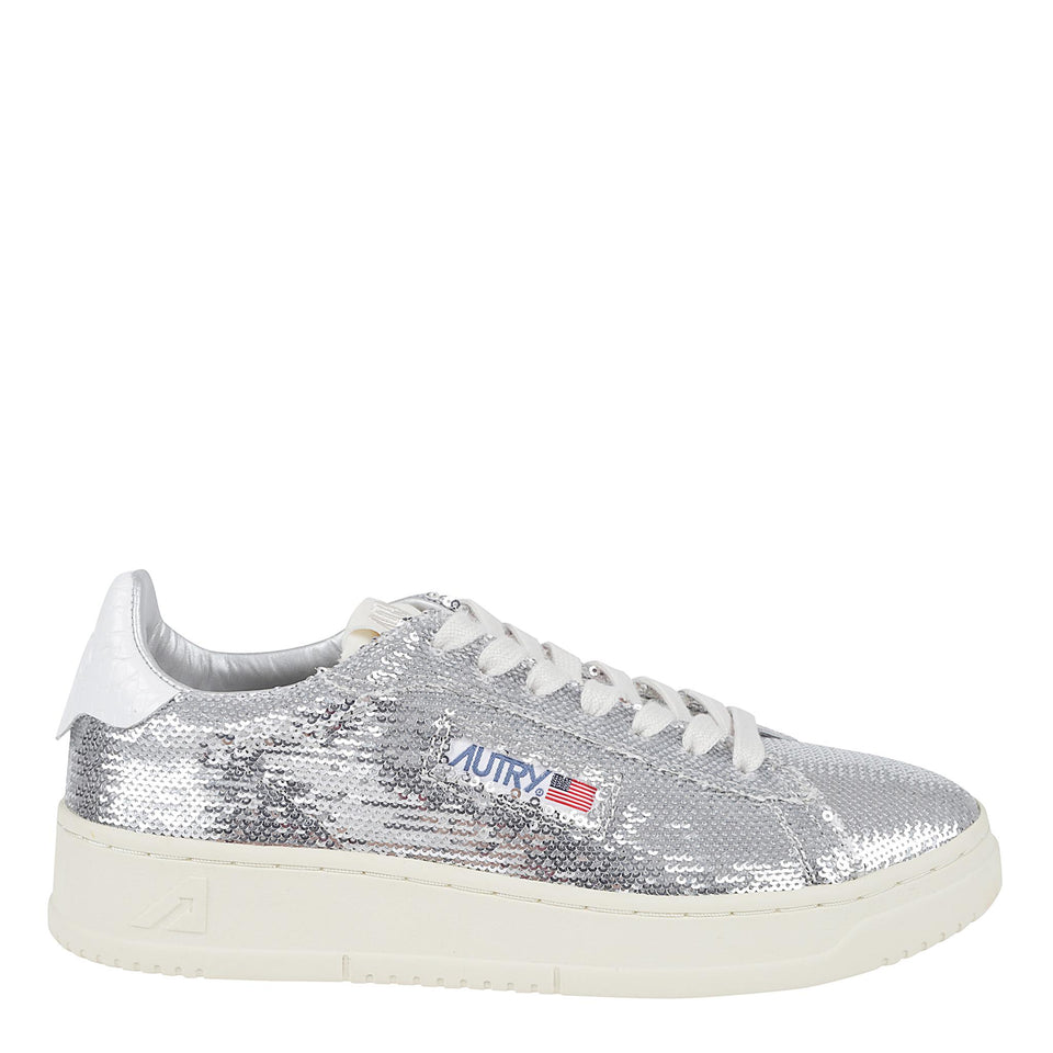 Sneakers ''Dallas'' in paillettes argento ADLW-TI05 SILV/WHT AUTRY 