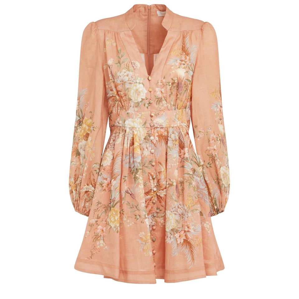 "Tallow" dress in pink linen