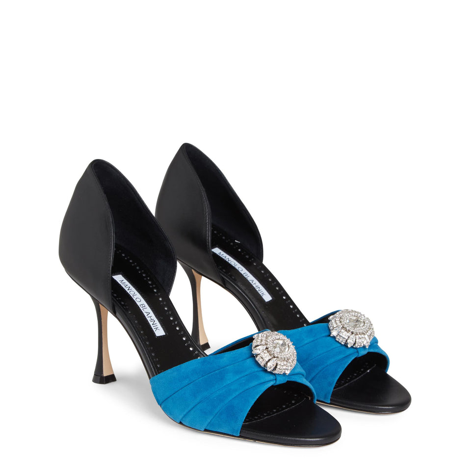 Sandalo 90 "Ansak"in suede multicolor 125-2826 DBLBLCK MANOLO BLAHNIK 