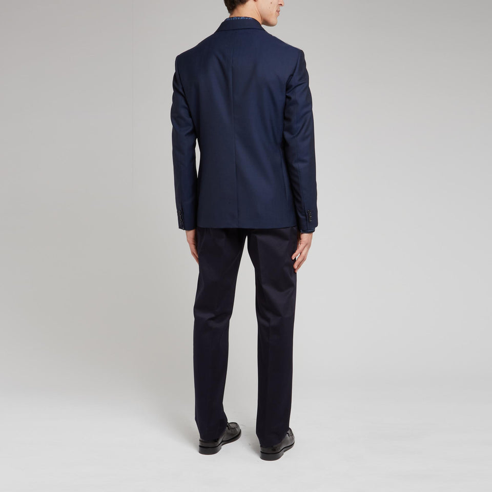 Blazer mono petto ''Medusa'' in lana blu