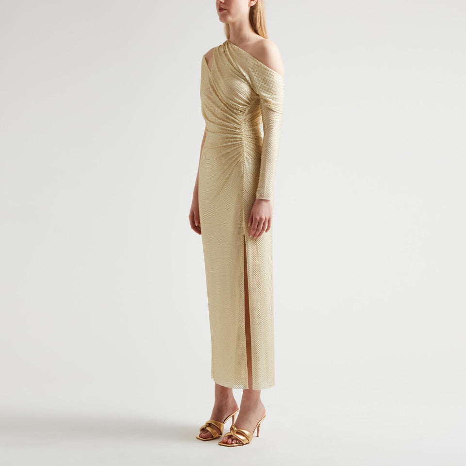 Maxi abito in tessuto giallo