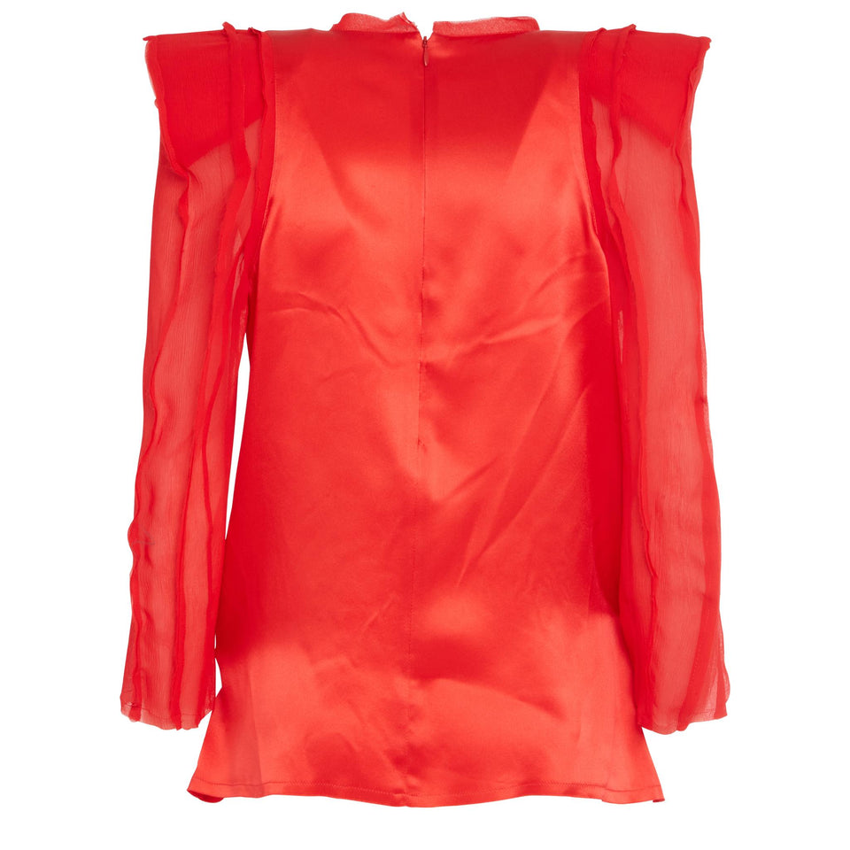 Red silk top