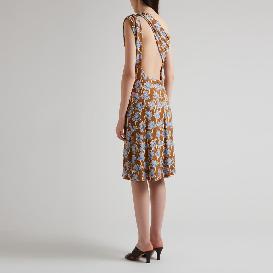 Abito mono spalla in tessuto multicolor