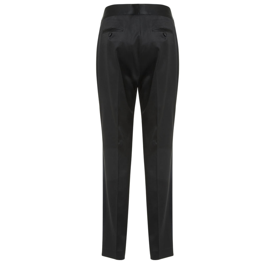 Black wool tailored trousers