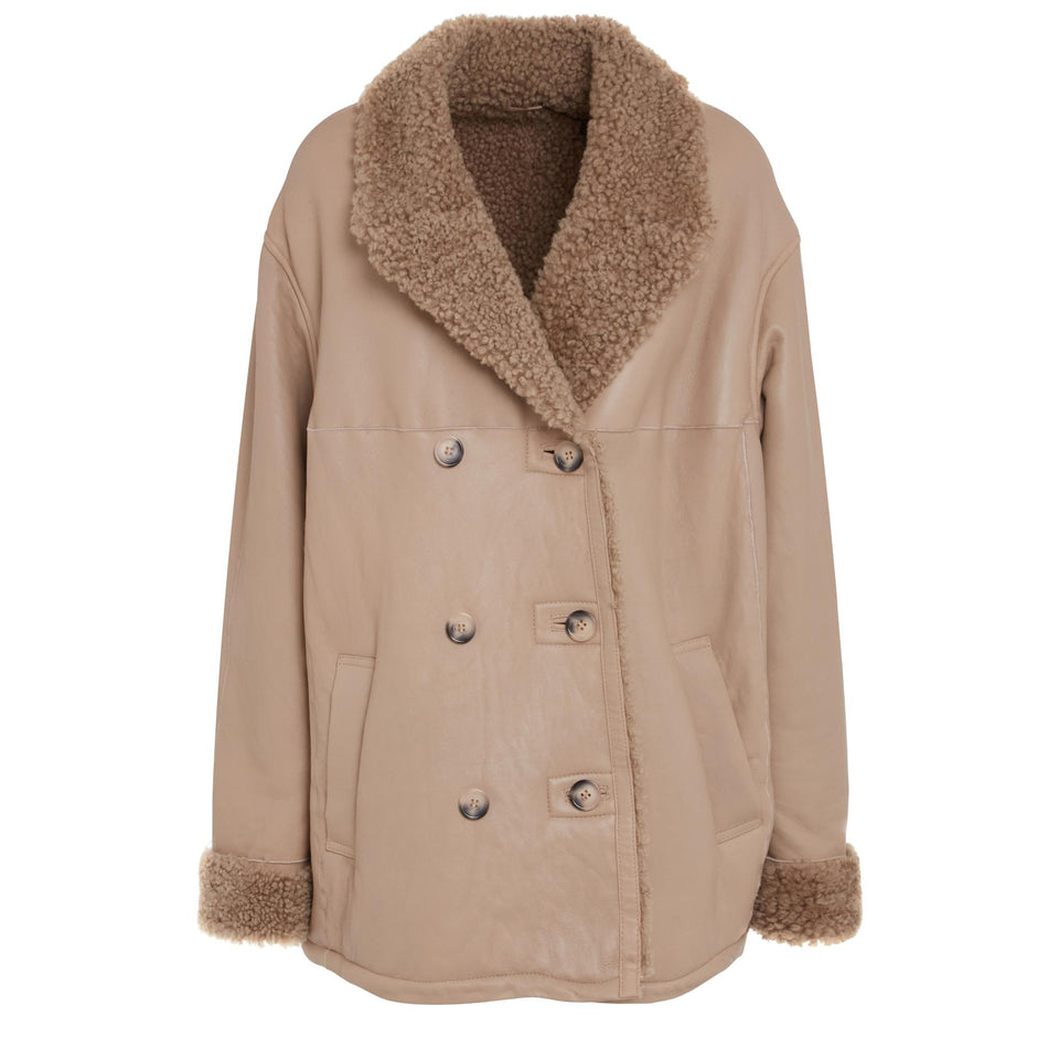 Beige leather mutton