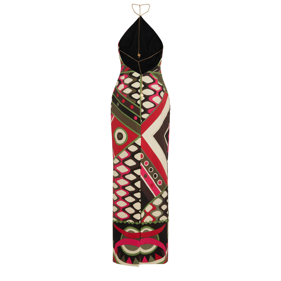 Abito lungo in tessuto multicolor