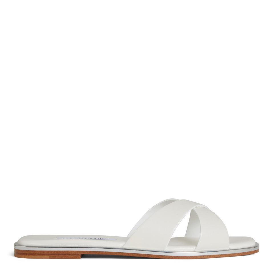 Sandali "Divine" in pelle bianchi DVEFLAS0 NAPFFF AQUAZZURA 