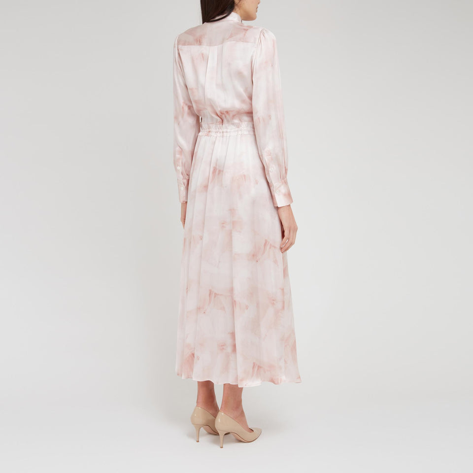 Long pink silk dress