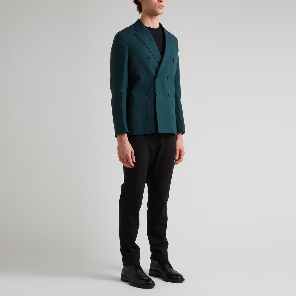 Giacca doppio petto in lana verde