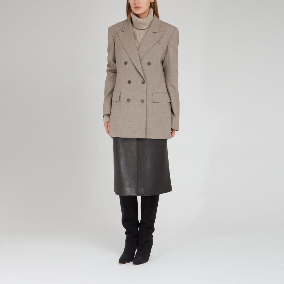 Beige wool double breasted jacket