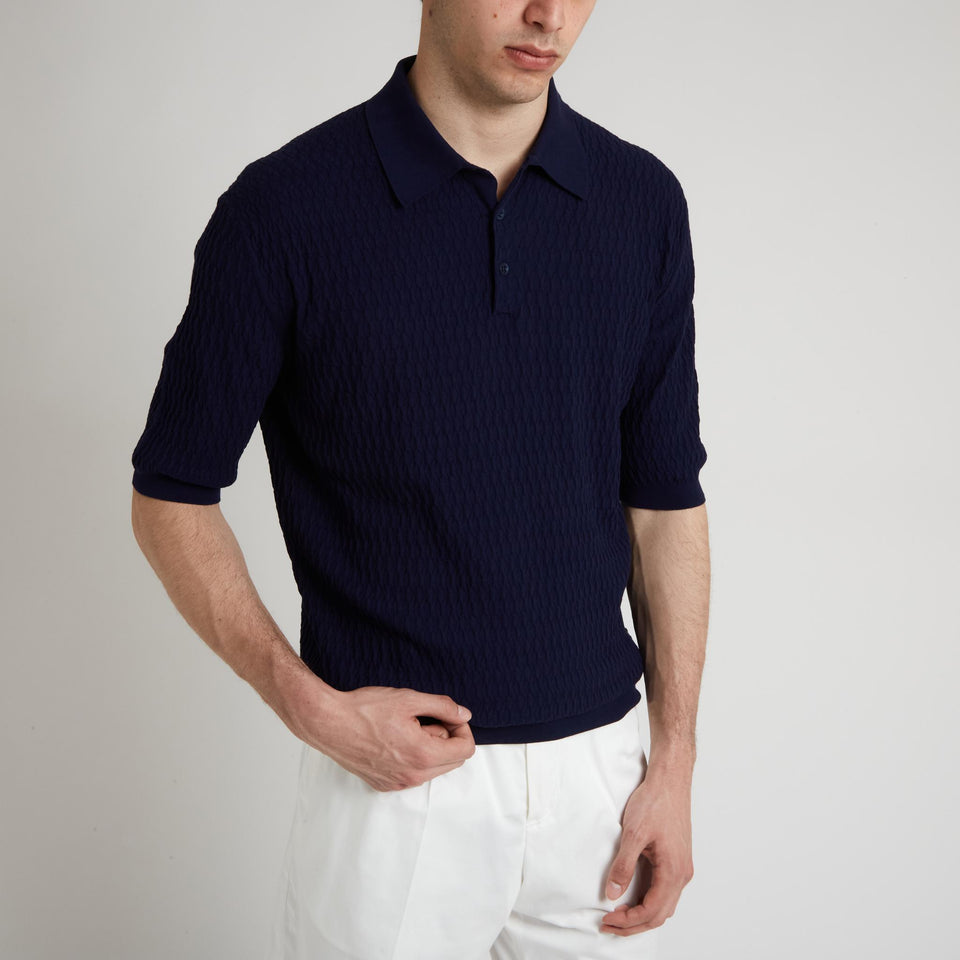 Blue cotton polo